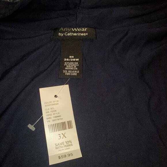 NEW Any Wear Catherine's Size 3X Waterfall Navy Cardigan Rayon Spandex Travel - Picture 5 of 7